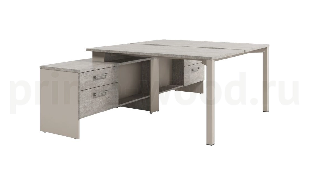 Стол-тандем на металлокаркасе с опорной тумбой Solution 155x238x75 - фото 0