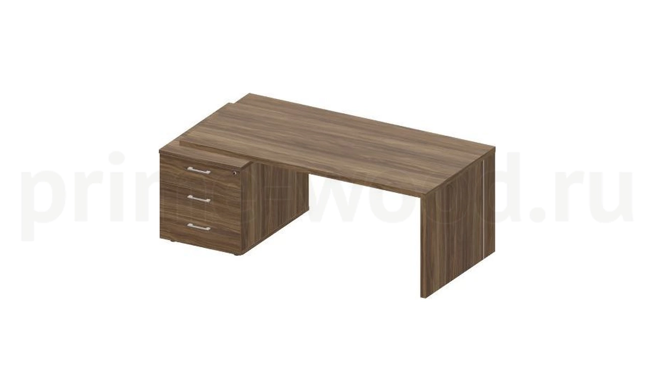 Стол на опорной тумбе 3 ящика левый NORMAN 160x90x74 - фото 1